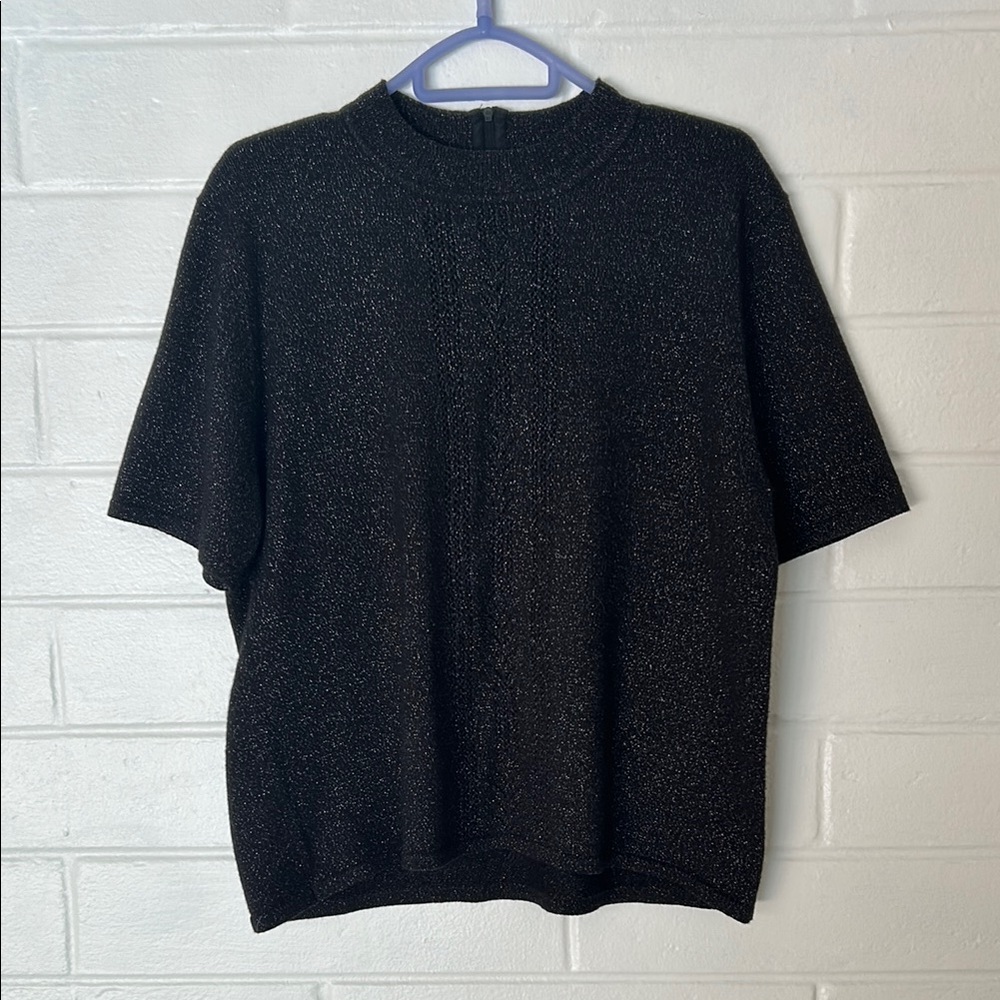 Koret Black Sparkle Short Sleeve Top
